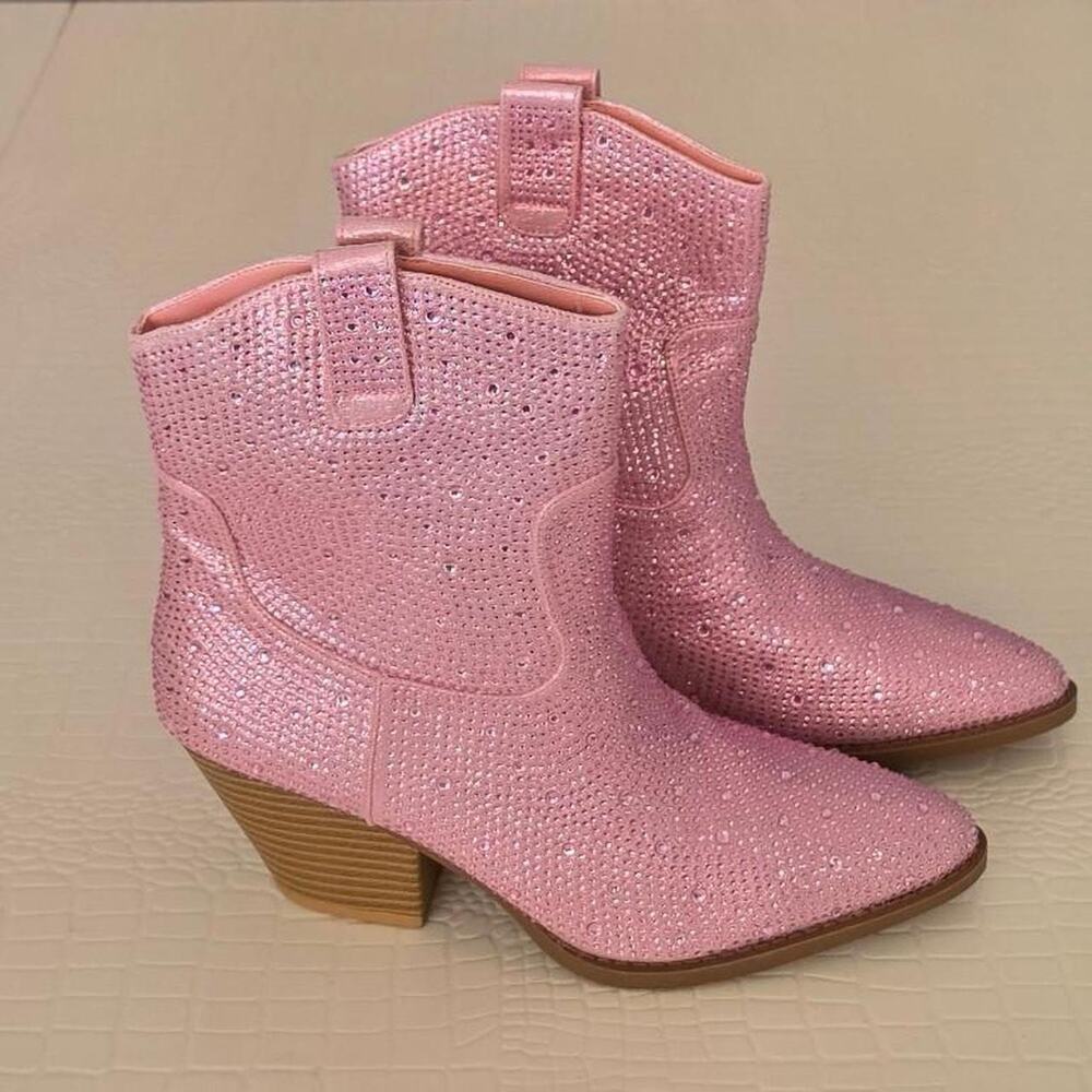 NEW Forever Pink Rhinestone Cowboy Boots SIZE 10